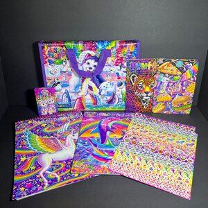 Lisa Frank Tikanni 2020 TriFold Art Case w/ Puzzles, Sticker Pad & Activity Lot
